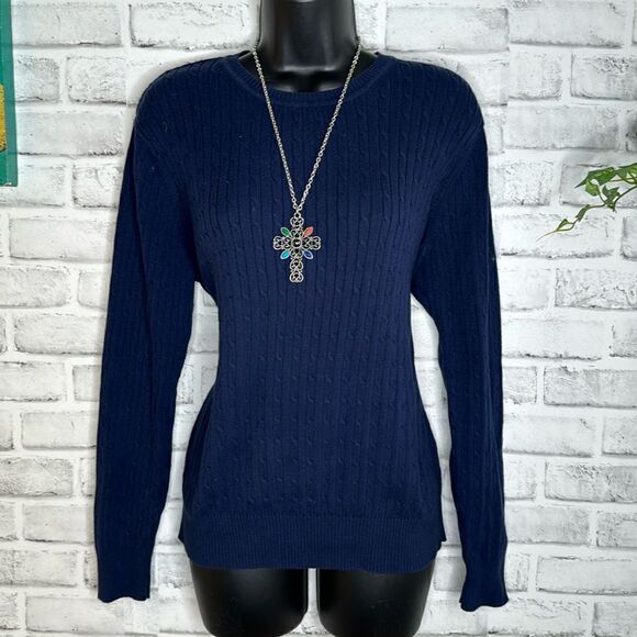 Kim Rogers Navy Blue Cotton Knit Sweater Size XL - Picture 1 of 4
